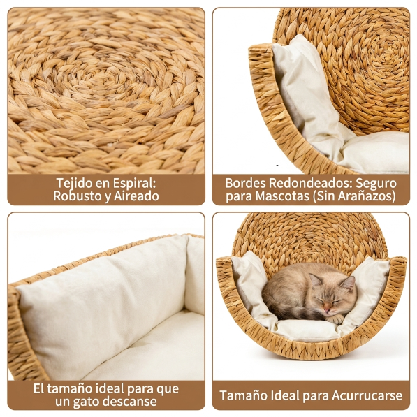 Cama colgante para gatos tejido a mano — decoración natural para pared